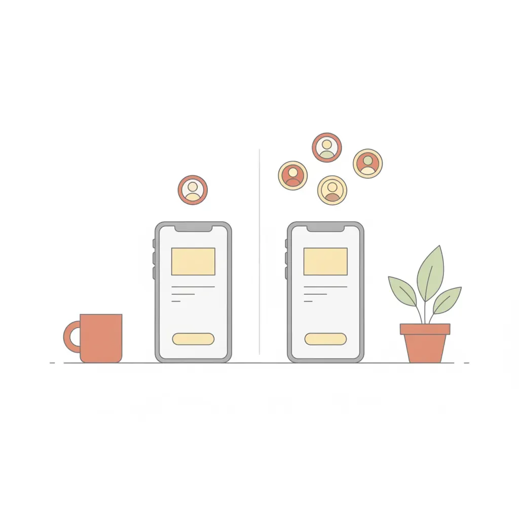 Two phones side by side acting as Google Slides remotes — one paired to a single presenter, the other to a group of five co-presenters.