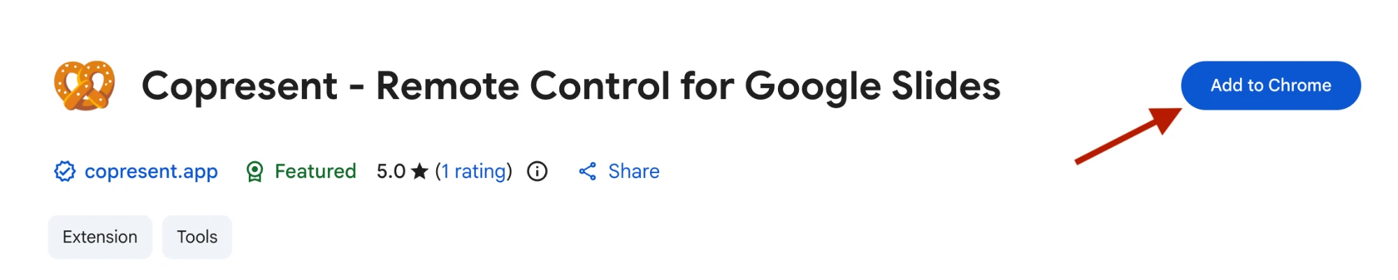 Copresent on the Chrome Web Store with the Add to Chrome button highlighted