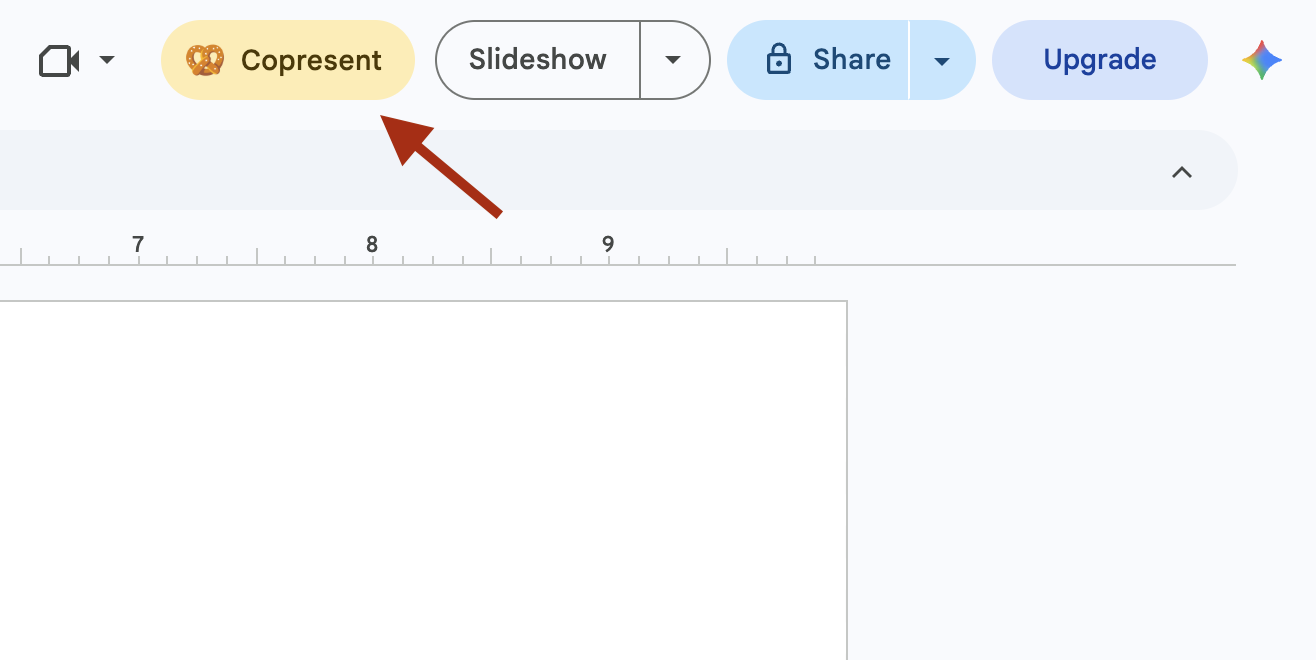 The Copresent button in the Google Slides toolbar